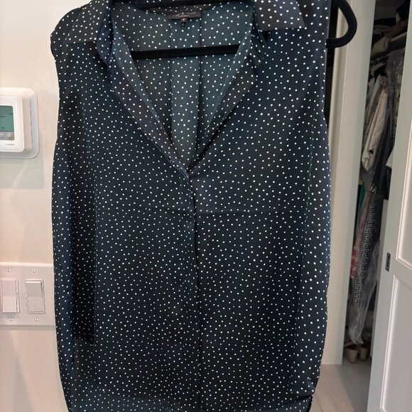 Rag and Bone Darla Sleeveless top, Black and White Polka Dot, Sz L - Picture 2 of 6